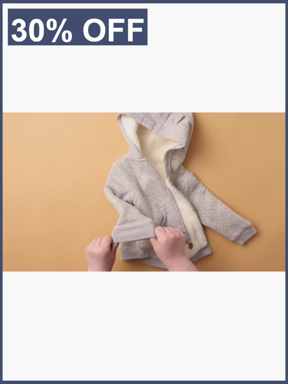 Baby Hooded Quilted Jacket with Sherpa Lining, Bear Ears, Full Zip - Picture 7 of 7